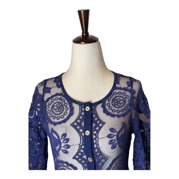 Jen's Pirate Booty Free People Dress Women Small Purple Crochet Lace El Sol Mini - Picture 3 of 11